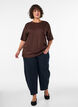 T-shirt met strass-steentjes en ronde hals, Bruin, Model image number 1