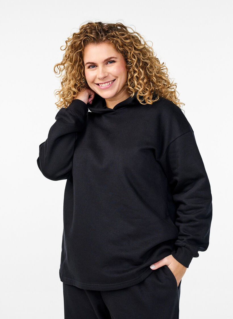Sweatshirt met capuchon, Black, Model image number 0