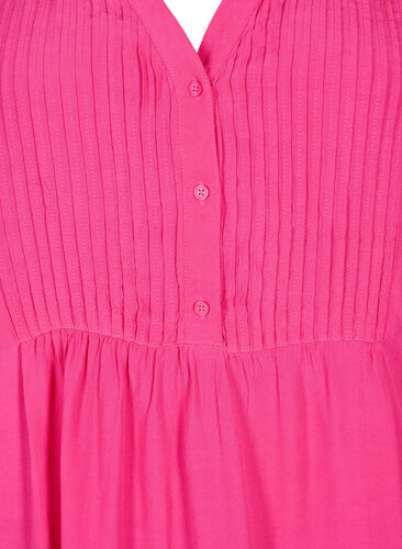 Viscose blouse met korte mouwen en plooien, Beetroot Purple, Packshot image number 2