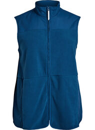 Fleece vest met hoge kraag en zakken, Blauw
