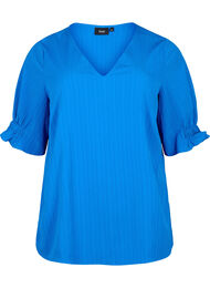Gestreepte blouse met 1/2 mouwen, Victoria blue