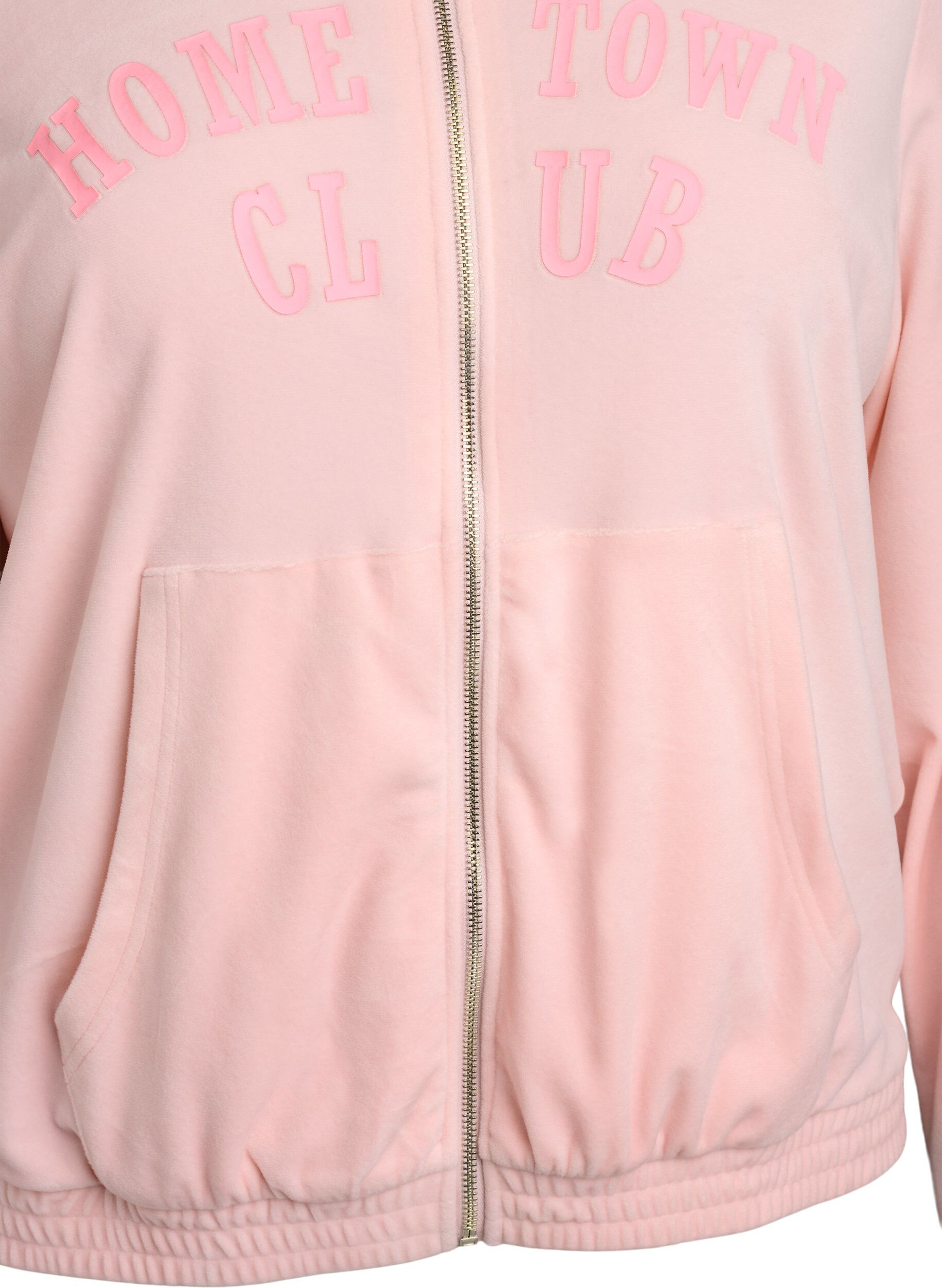 Zizzi Zachte velours hoodie met ritssluiting, Roze, Packshot image number 2