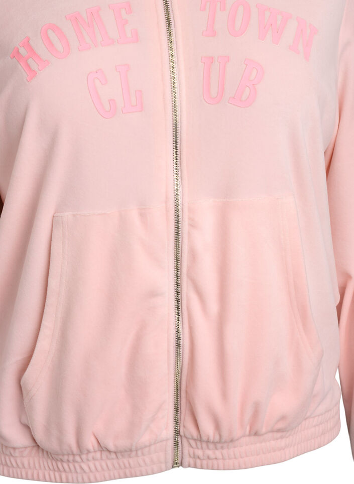 Zachte velours hoodie met ritssluiting, Roze, Packshot image number 2