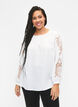 Blouse met lange mouwen en gehaakte details, Bright White, Model image number 0