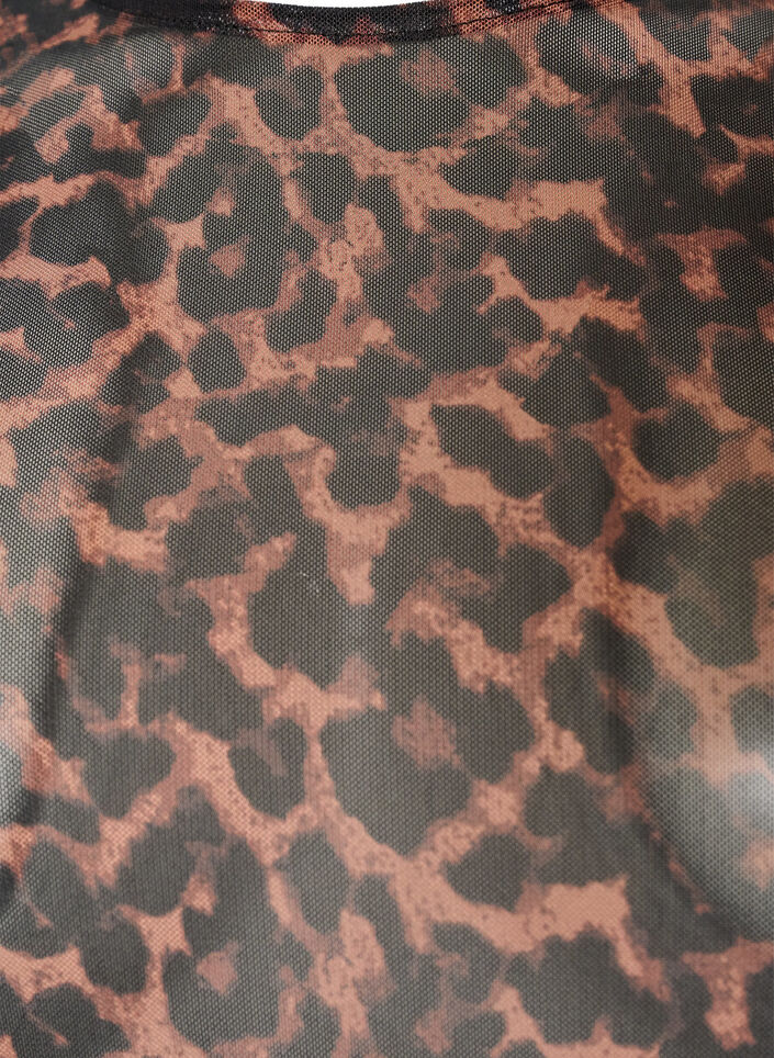 Mesh blouse met print, Bruin, Packshot image number 2
