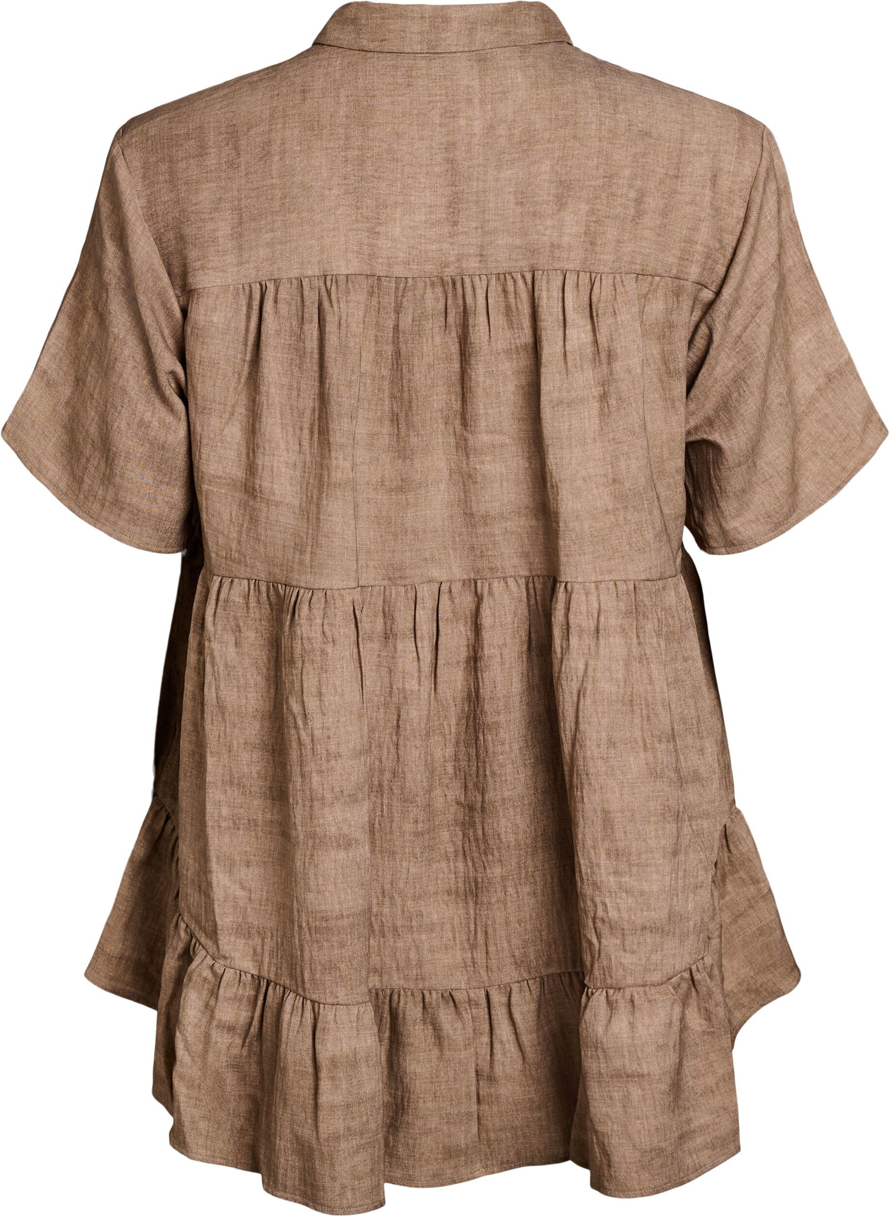 Zizzi Losse blouse met kraag en knopen, Bruin, Packshot image number 1