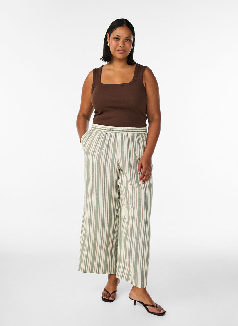 Rib top met vierkante halslijn, Bruin, Model image number 1