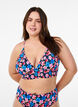 Bloemenbikini top met striksluiting aan de achterkant, Rood, Model image number 0