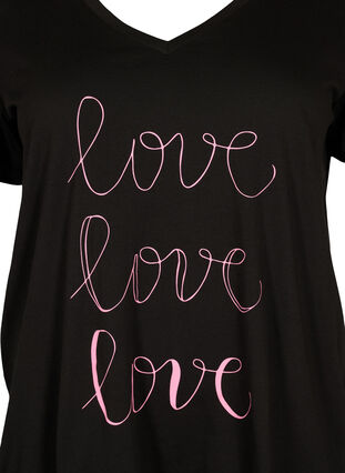 Katoenen t-shirt met v-hals en opdruk, Black W. Love, Packshot image number 2