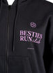 Hoodie met ritssluiting en borstprint, Zwart, Packshot image number 2