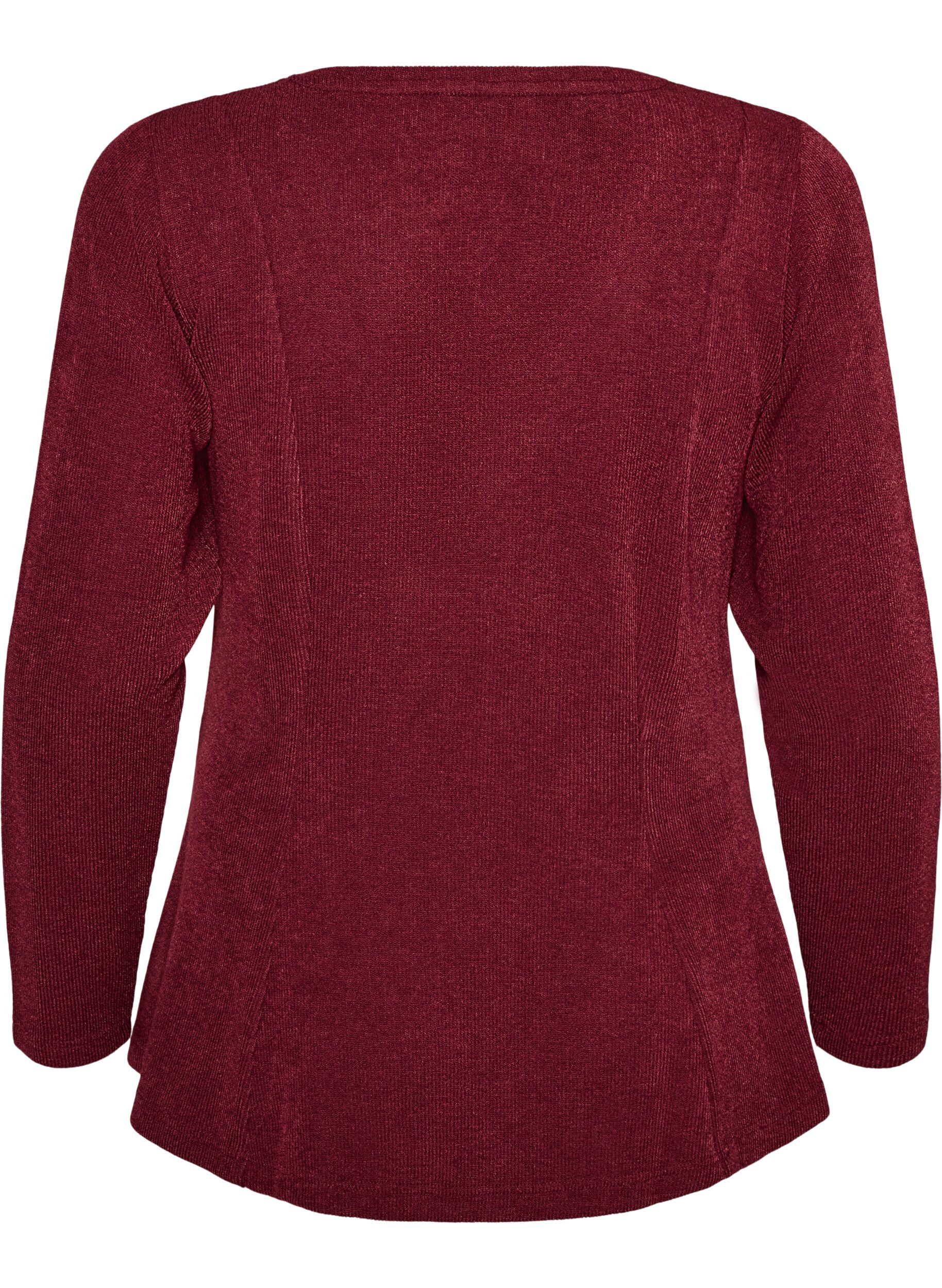 ZizziJersey blouse met een geribde textuur en een A-lijn pasvorm, Rood, Packshot image number 1