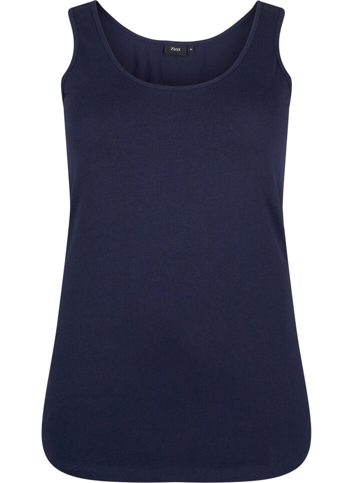 Effen gekleurd basic top in katoen, Blauw, Packshot image number 0