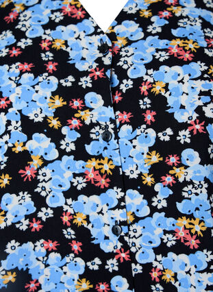 Bedrukte pyjamatop van viscose, Black Blue Flower, Packshot image number 2