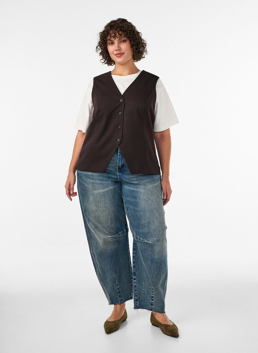 Waistcoat with button closure, Brown, Model image number 1