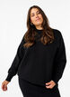 Gebreide blouse in effen kleur, Black, Model image number 0