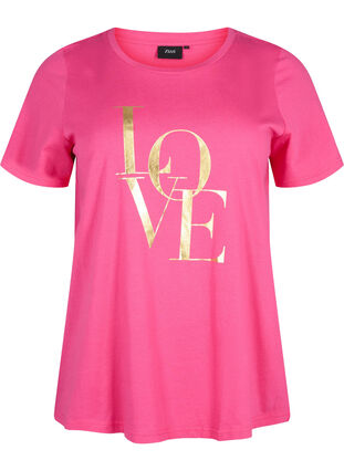Katoenen T-shirt met goudkleurige tekst, R.Sorbet w.Gold Love, Packshot image number 0