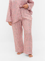 Katoenen pyjama broek met bloemenprint, Powder Pink, Model