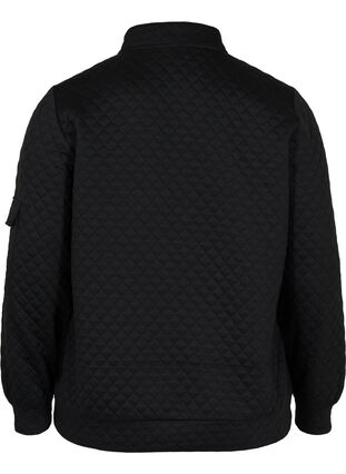 Gewatteerde sweater met rits, Black, Packshot image number 1