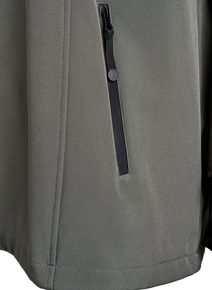 Korte softshell jas met afneembare capuchon, Grijs, Packshot image number 3