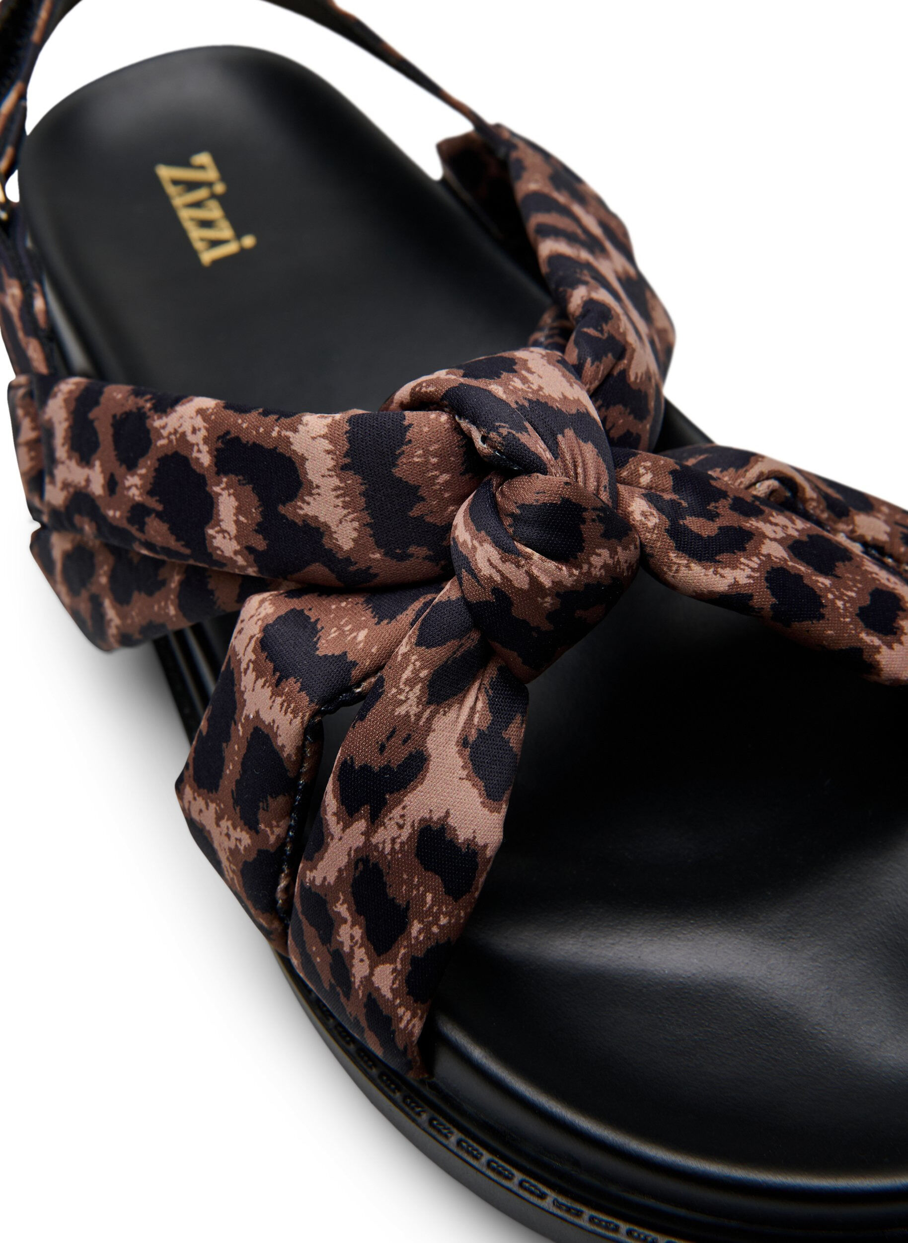 Zizzi Wide fit - Sandalen met knoopdetail, Bruin, Packshot image number 3