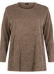 Melange Blouse met een rond halsje en lange mouw, Caribou, Packshot image number 0