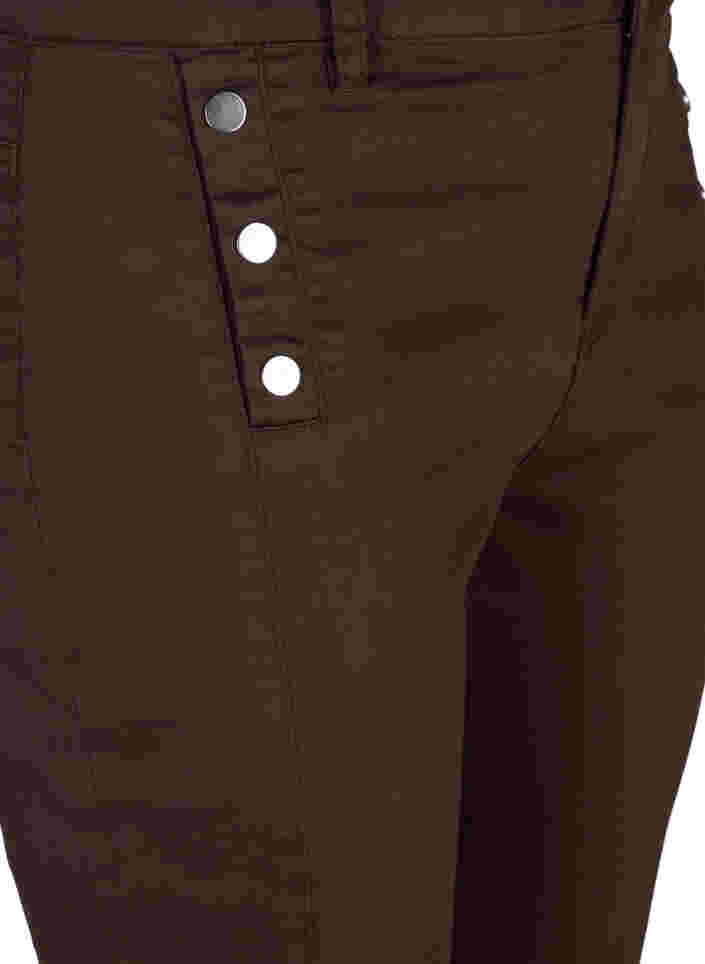Nauwsluitende capri broek met splitjes, Dark Brown, Packshot image number 2