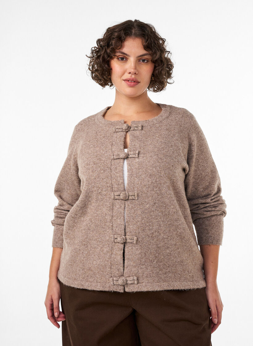 Cardigan met knoopsluitingen, Beige, Model image number 0