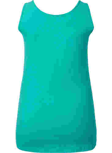 Effen gekleurd basic top in katoen, Aqua Green, Packshot image number 1