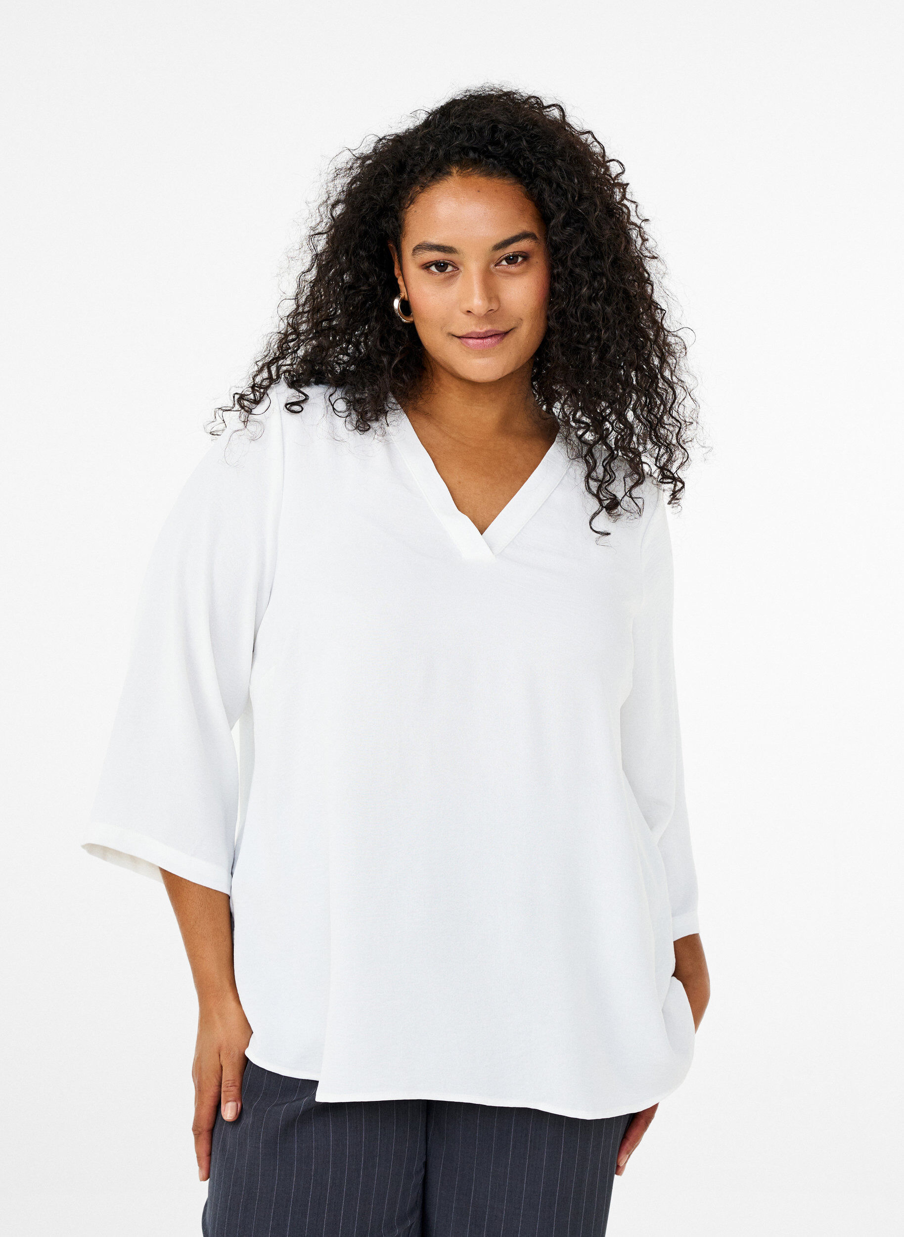 Blouse met 3/4 mouwen, Vanille, Model