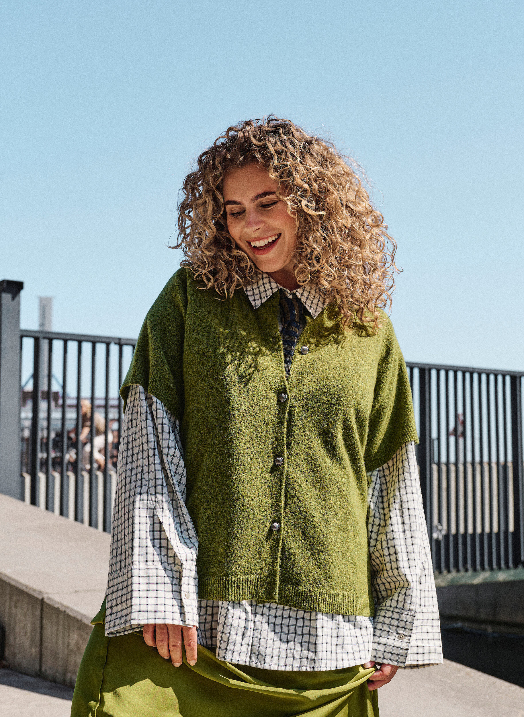 Gebreid vest met korte mouwen
