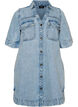 Kortemouwen denim jurk met kraag en knoopsluiting, Blauw, Packshot image number 0