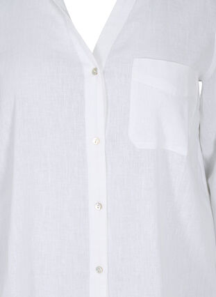 Overhemdblouse met knoopsluiting in katoen-linnen mix, White, Packshot image number 2