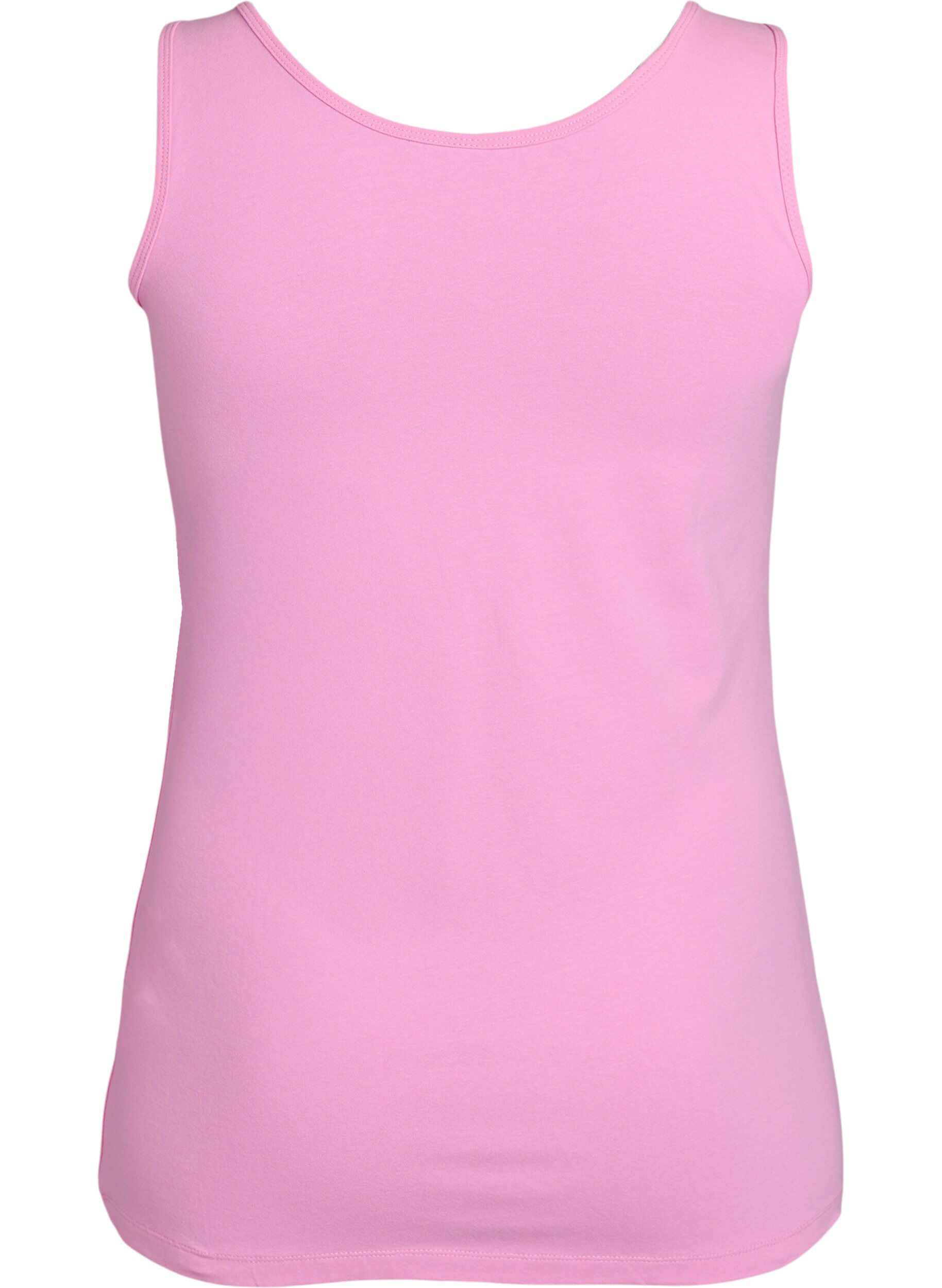 ZizziSolide kleur basis top in katoen, Roze, Packshot image number 1