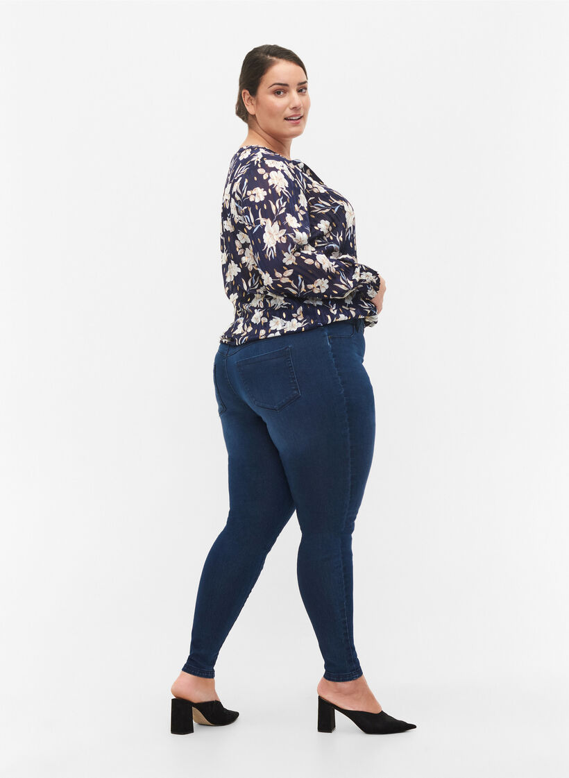 Jeggings van katoenmix, Dark blue denim, Model image number 1