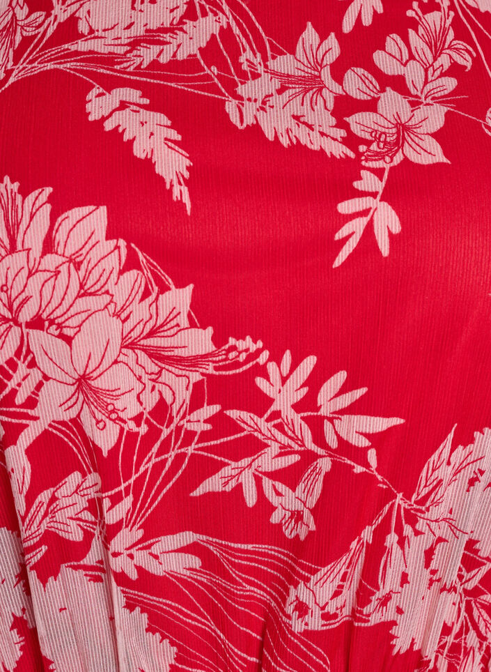 Lange chiffon jurk met bloemenprint, Red Flower AOP, Packshot image number 2