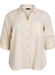 Linnen en viscose shirt met 3/4 mouwen, Beige