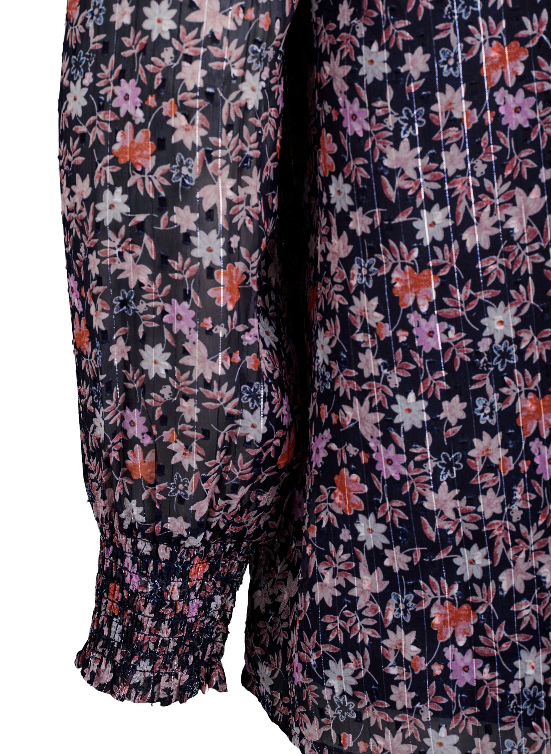 ZizziBlouse met bloemenprint en glitterdraad, Blauw, Packshot image number 3
