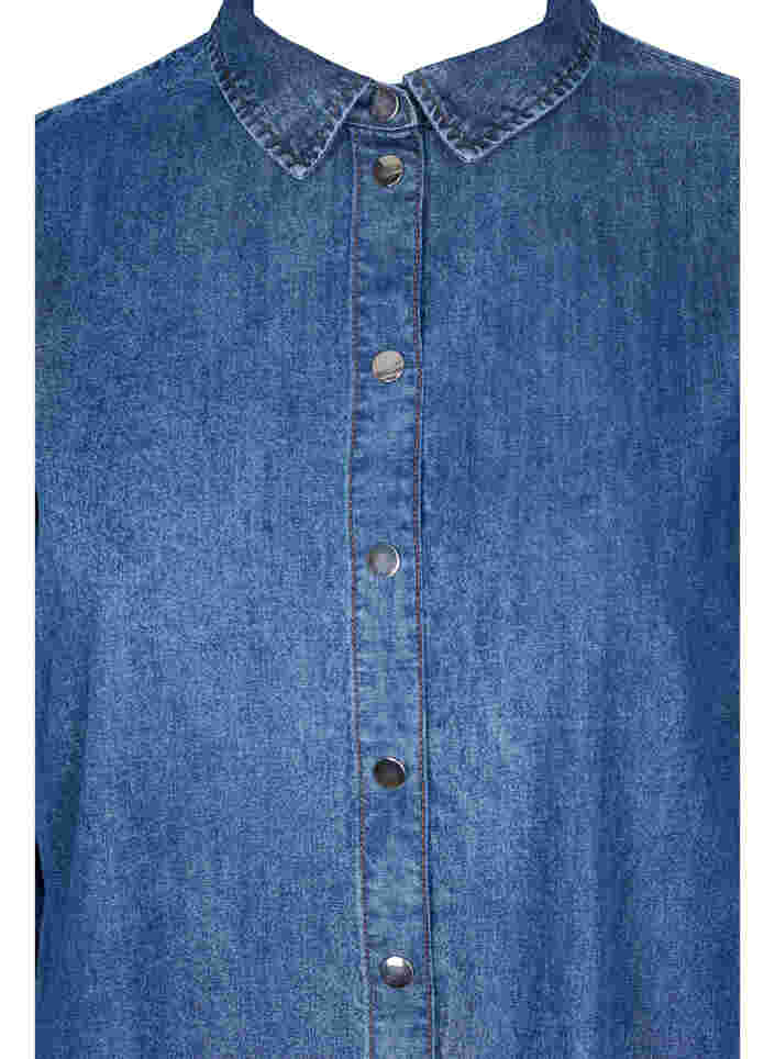 Denim shirtjurk van katoen, Dark blue denim, Packshot image number 2