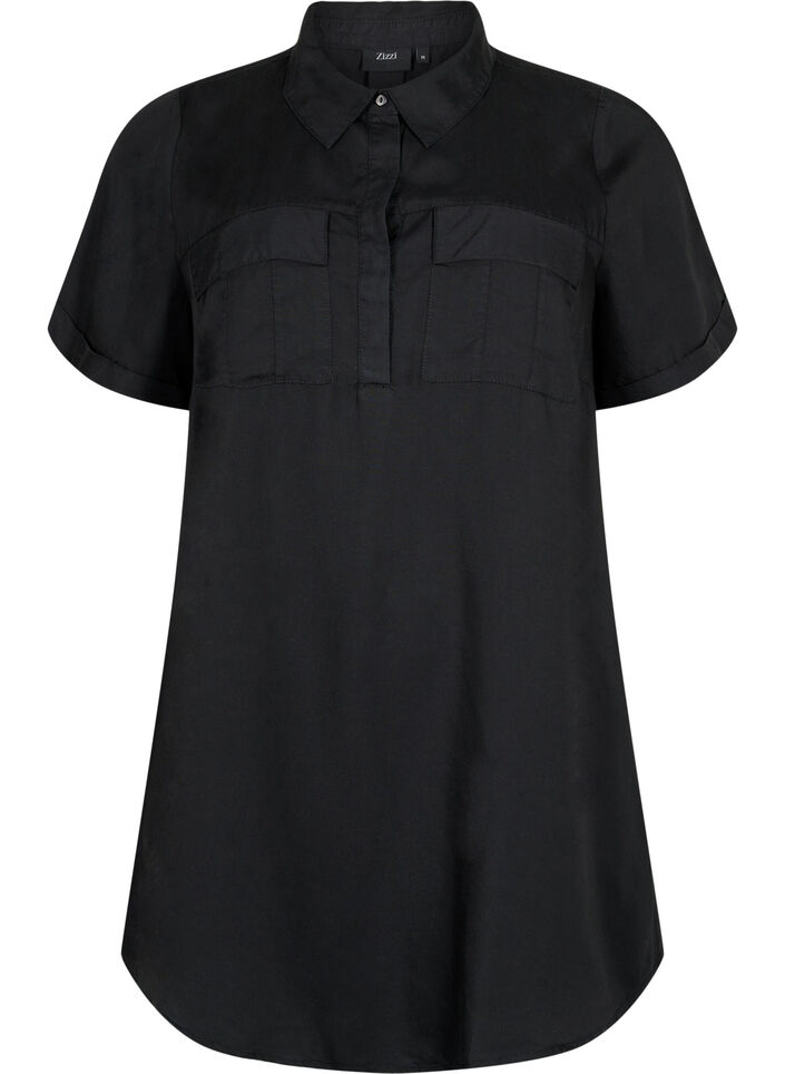 Tuniek met korte mouwen van lyocell (TENCEL™), Black, Packshot image number 0