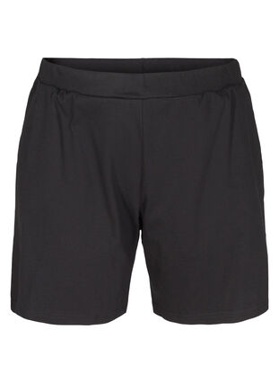 Losse katoenen shorts met zakjes, Black, Packshot image number 0