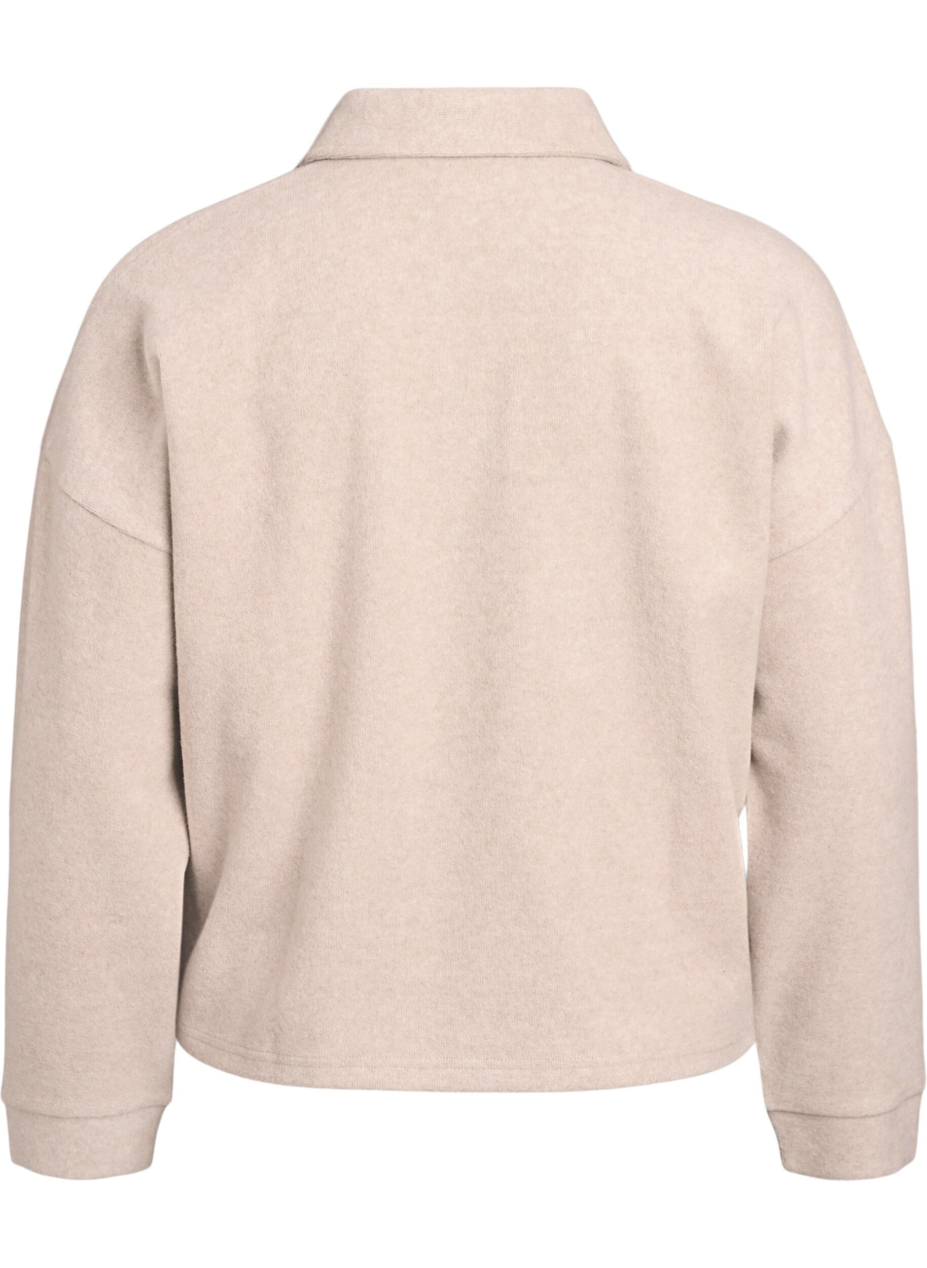 Zizzi Jersey blouse met kraag en V-hals, Beige, Packshot image number 1