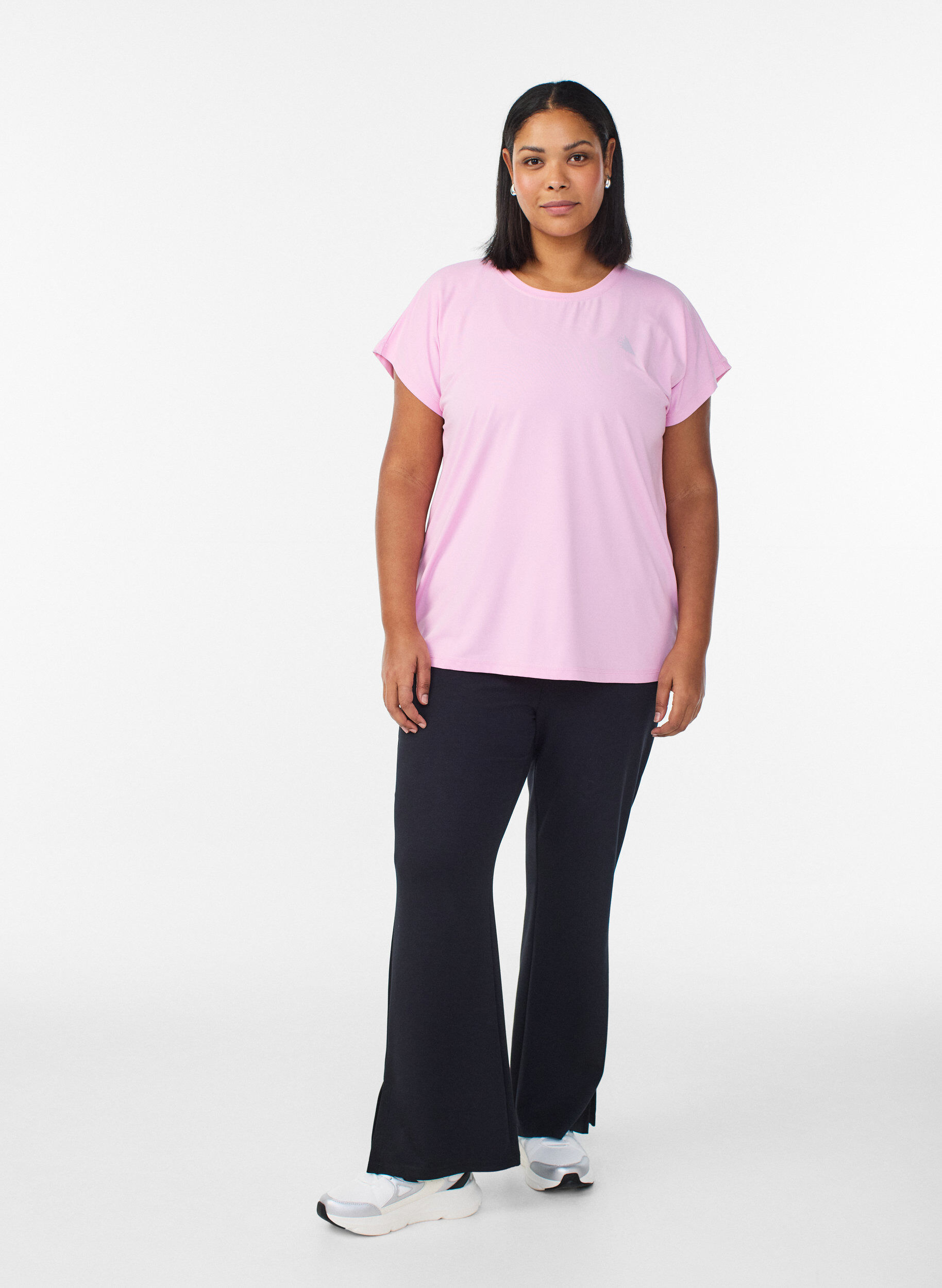 Zizzi Effen gekleurd trainingsshirt, Roze, Model image number 1