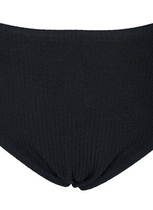 Bikinibroekje met hoge taille en crêpe structuur, Black, Packshot image number 2