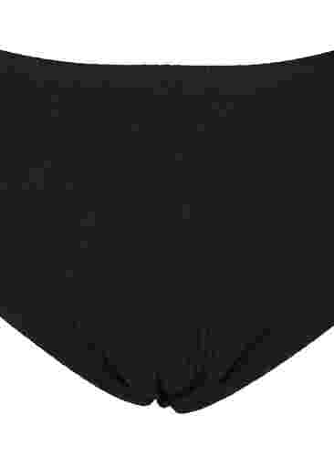 Bikinibroekje met hoge taille en crêpe structuur, Black, Packshot image number 2