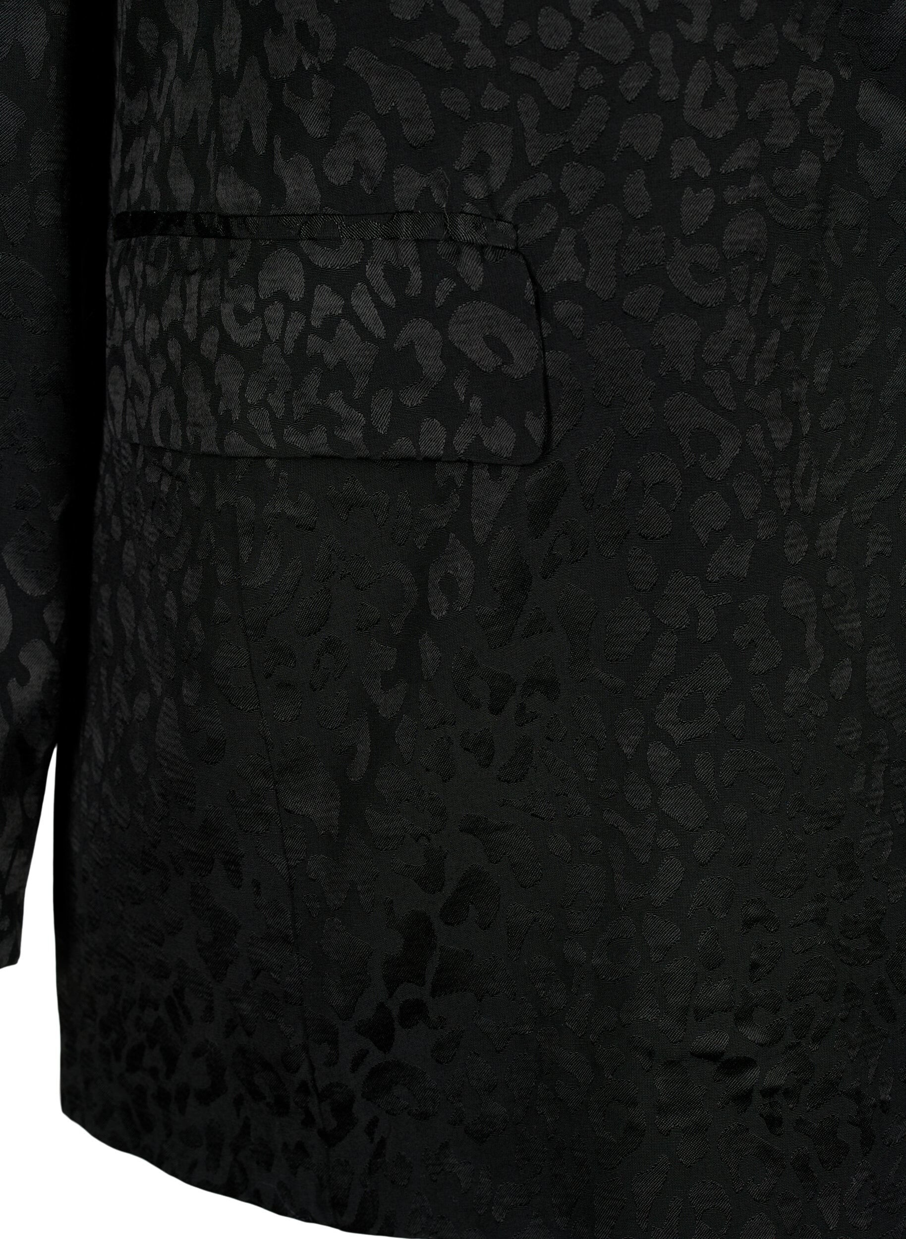 Zizzi Dubbelgestikte jacquardblazer van viscose, Black, Packshot image number 3