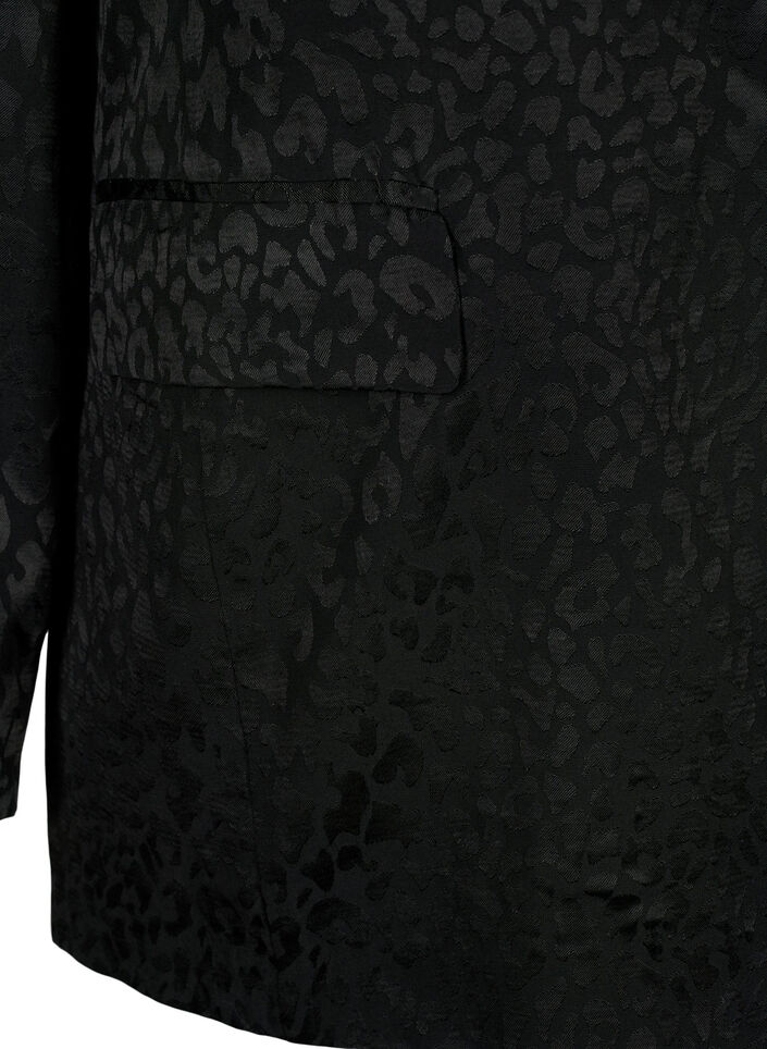 Dubbelgestikte jacquardblazer van viscose, Black, Packshot image number 3