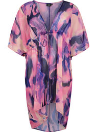 Strand kimono met print., Purple Swirl