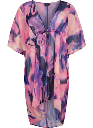 Strand kimono met print., Purple Swirl, Packshot image number 0