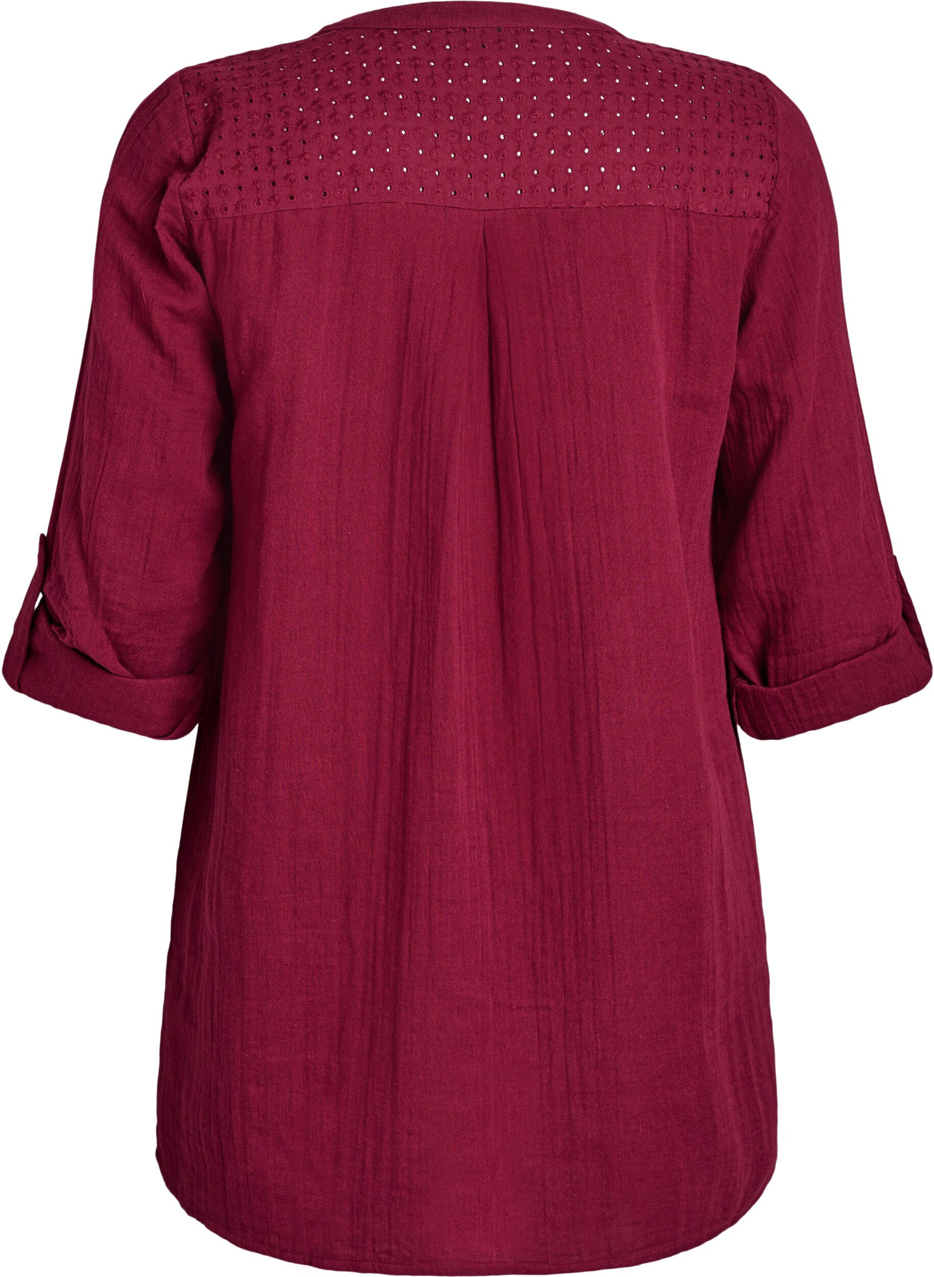 Zizzi Katoenen mousseline tuniek met broderie anglaise, Donker Bordeaux, Packshot image number 1