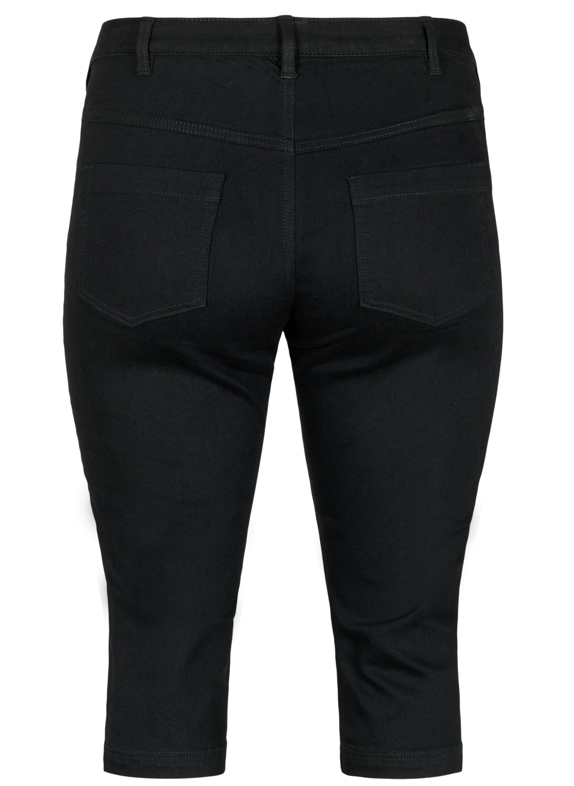 Zizzi Emily slim-fit denim capribroeken, Black, Packshot image number 1